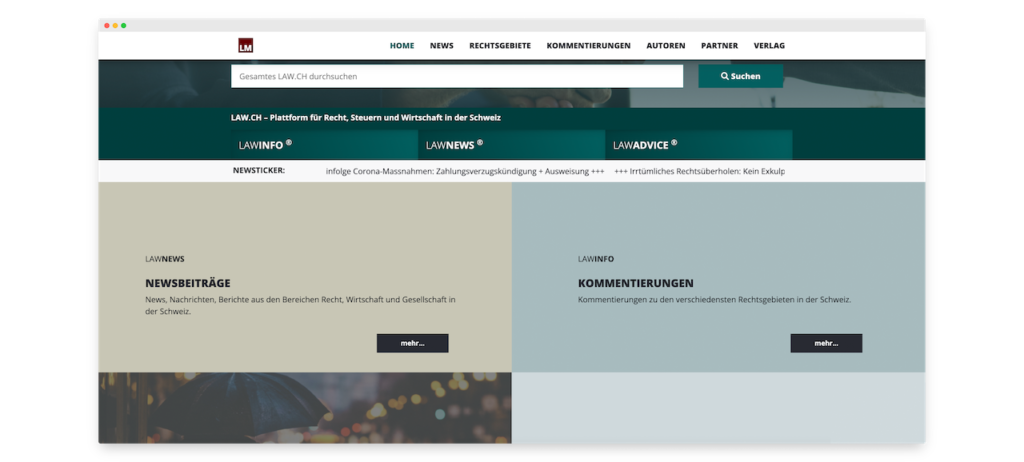 LAW.CH® Plattform für Recht, Steuern und Wirtschaft